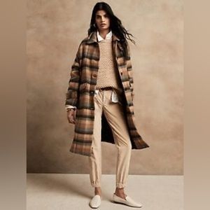 Banana Republic Oversized Plaid Italian Melton Coat